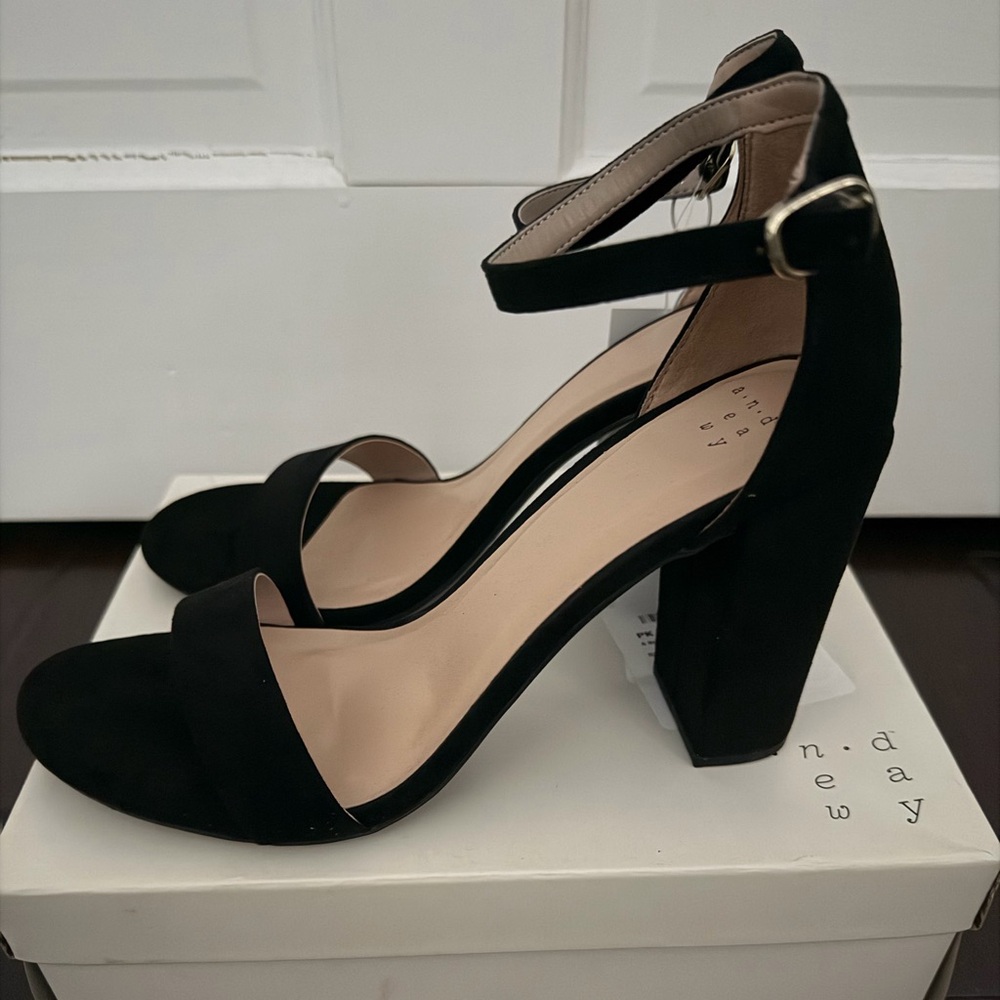 NEW - A New Day Ema Black Ankle Strap Heels
